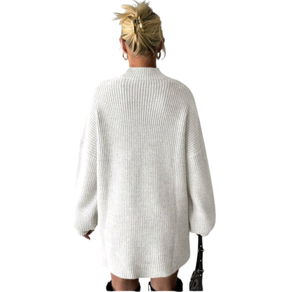 SHE fehér garbós laza pulóver