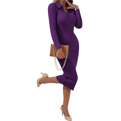 SHE lila kötött midi ruha