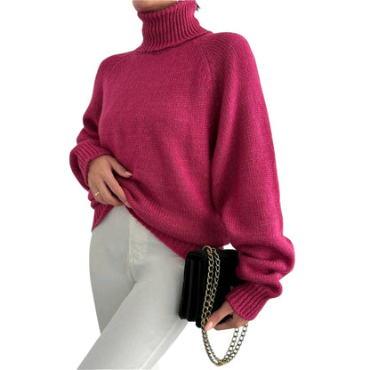 SHE fukszia garbó nyakú pulóver