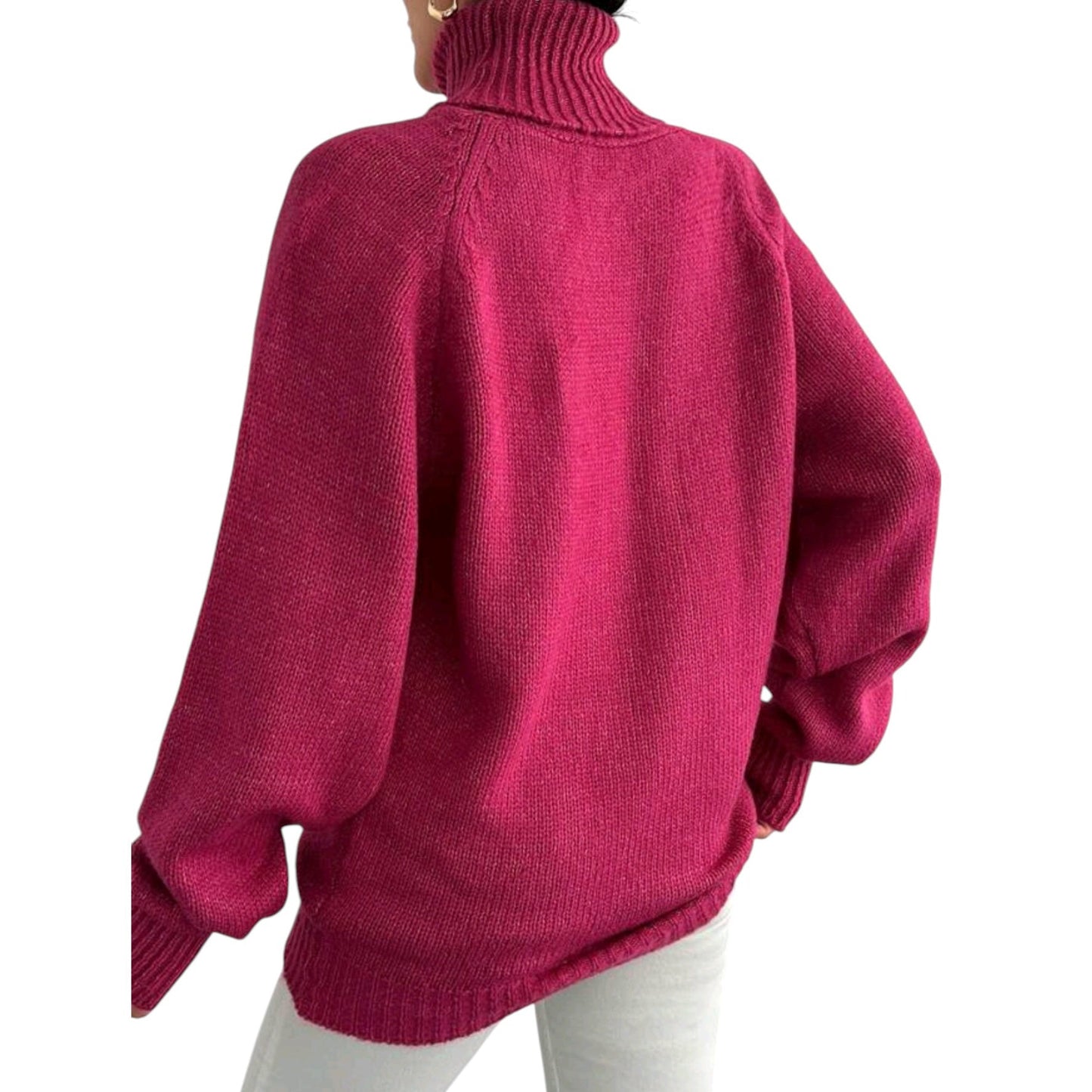 SHE fukszia garbó nyakú pulóver