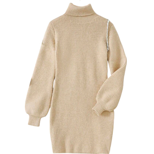 SHE bézs garbó nyakú mini ruha