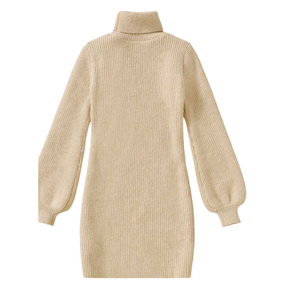 SHE bézs garbó nyakú mini ruha