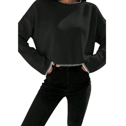 SHE fekete crop pulóver