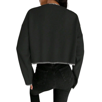 SHE fekete crop pulóver