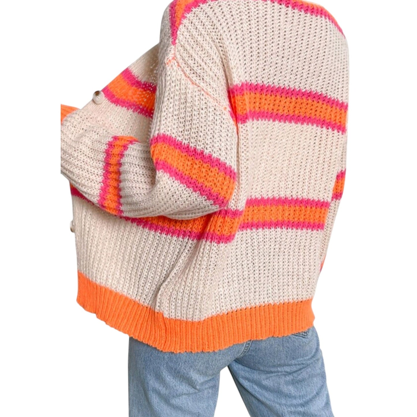 SHE bézs csíkos kardigán