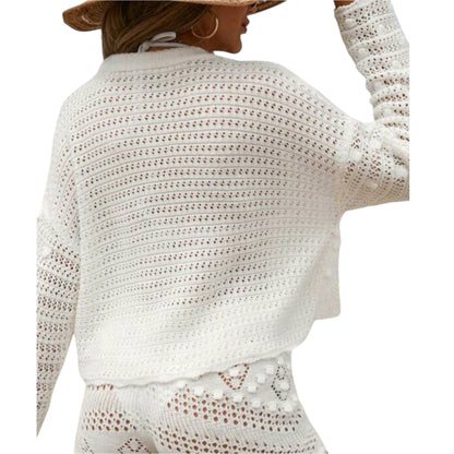 SHE fehér horgolt kardigán