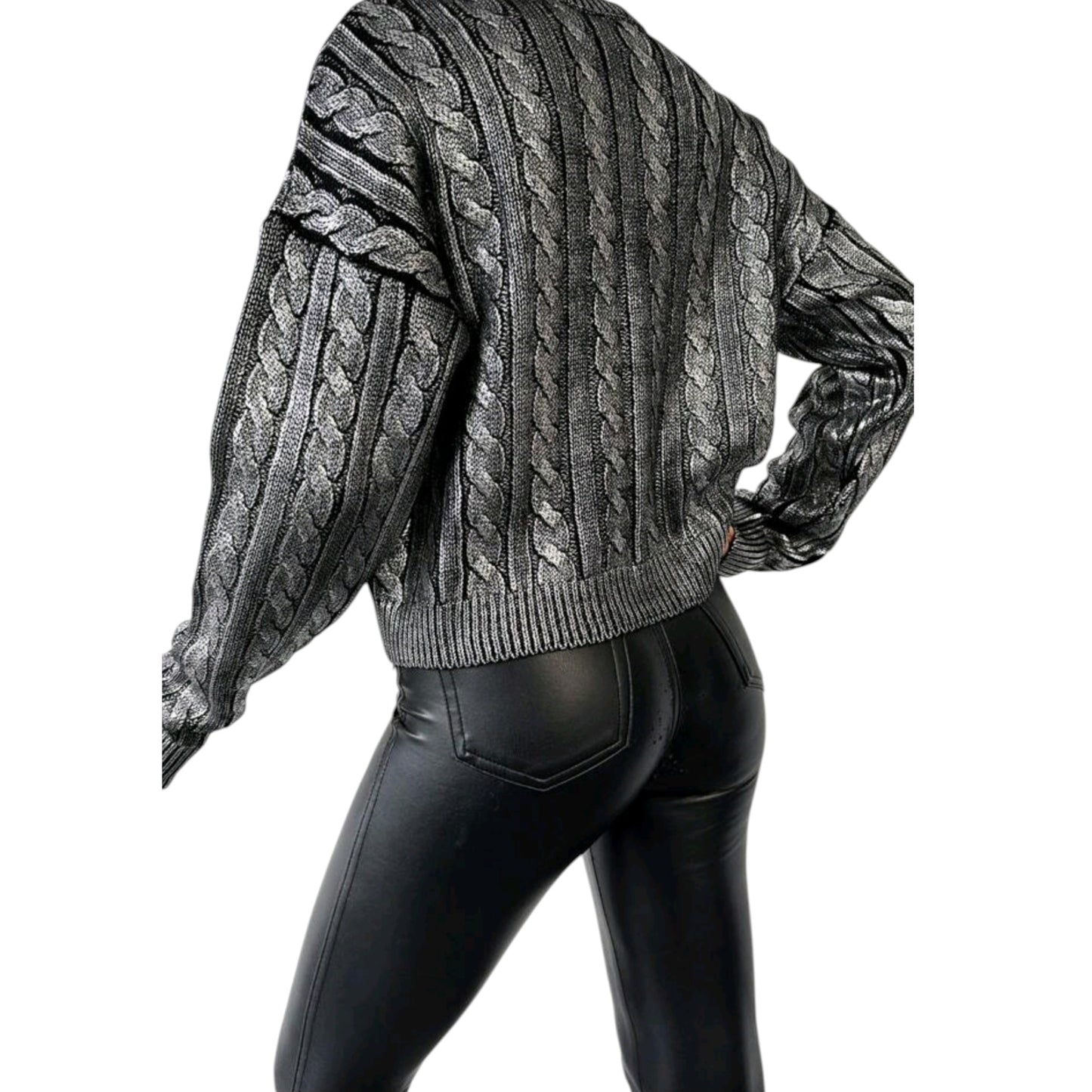 SHE ezüst kötött pulóver