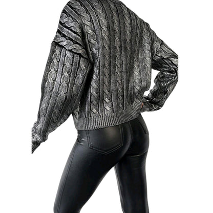 SHE ezüst kötött pulóver