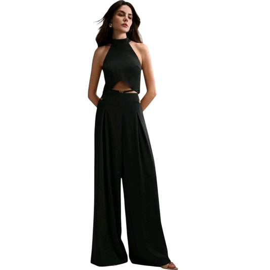 SHE fekete halter nyakú jumpsuit