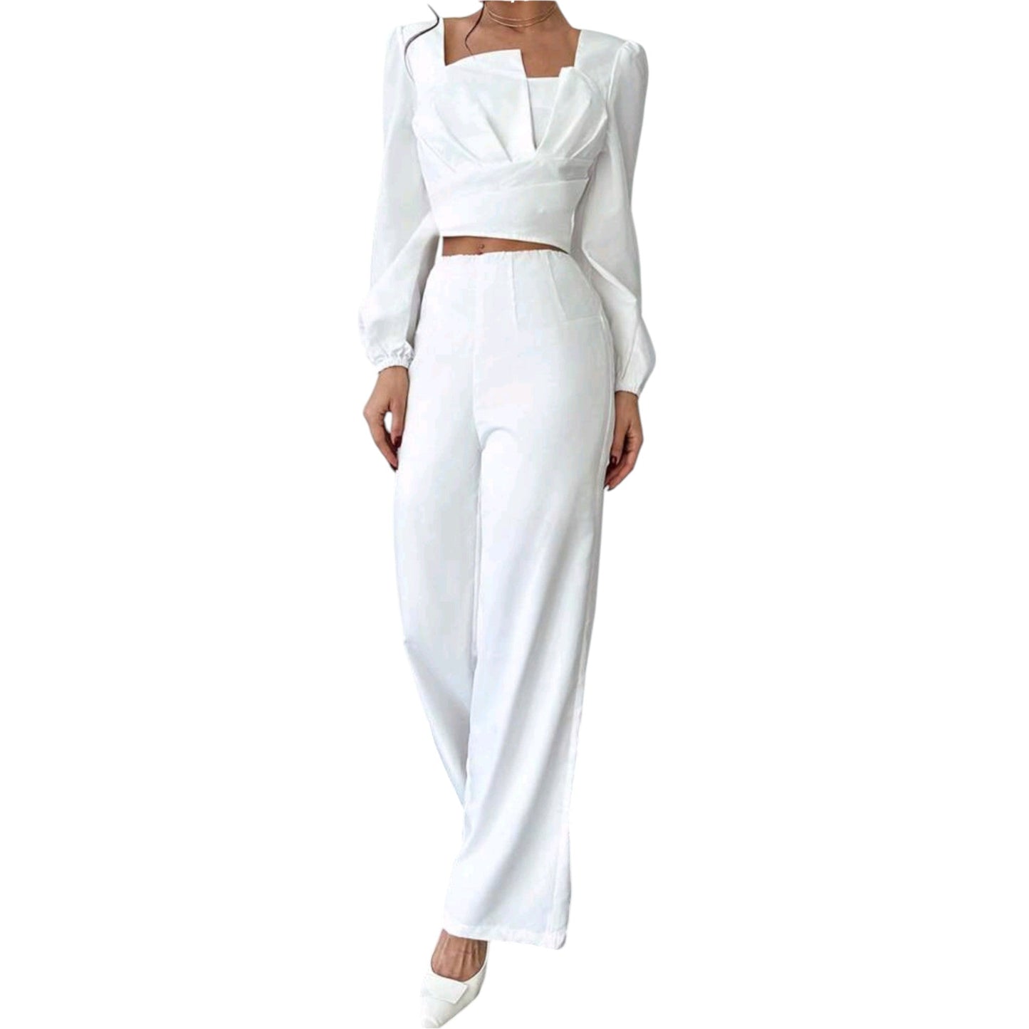 SHE fehér négyzetnyakú szett