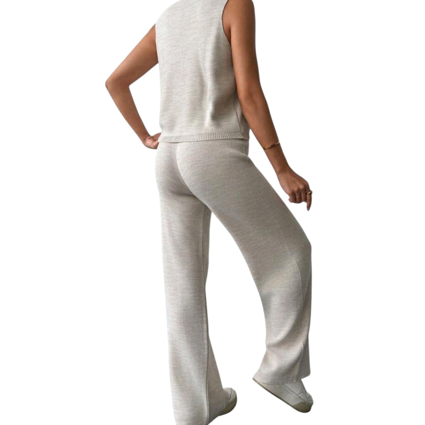 SHE bézs kötött mellényes szett