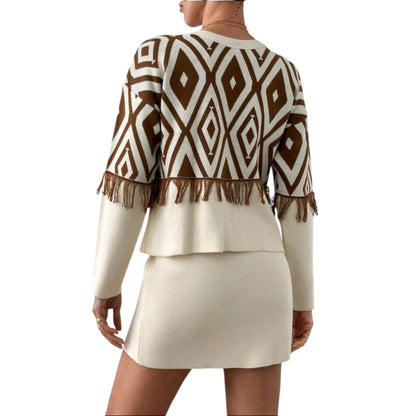 SHE bézs mintás kétrészes szett