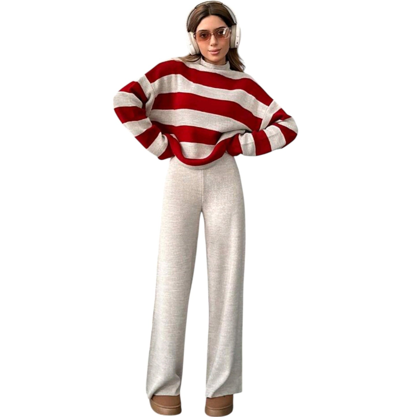 SHE piros csíkos szett