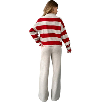 SHE piros csíkos szett