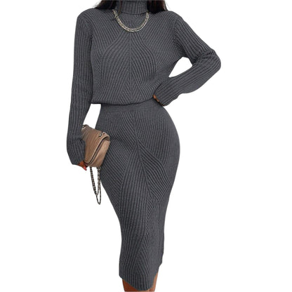 SHE sötétszürke kötött ruha szett