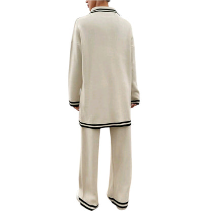 SHE krém színű csíkos szett