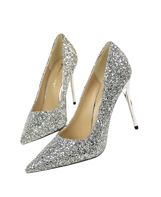 SHE ezüst magas sarkú