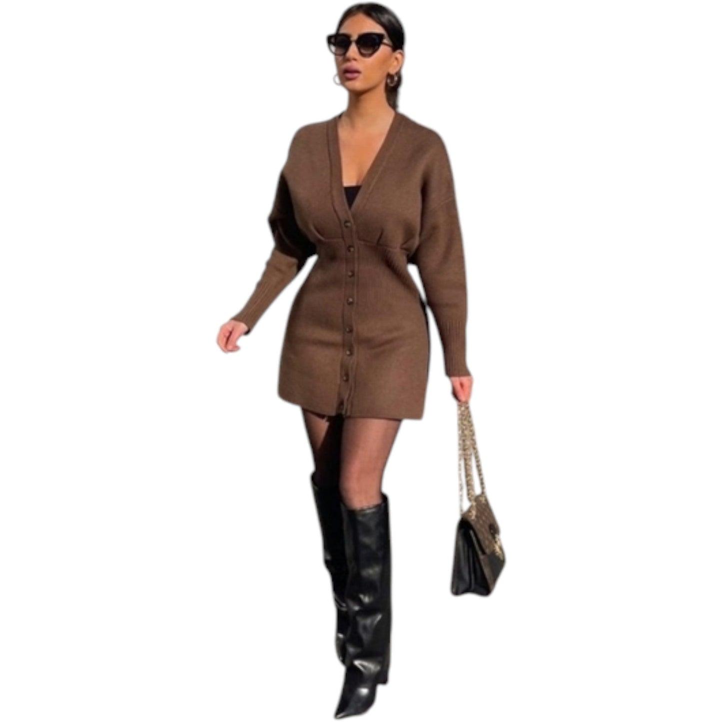 ZARA barna kötött mini ruha