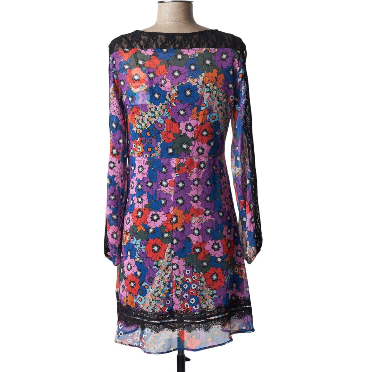 DESIGUAL sokszínű virágmintás mini ruha