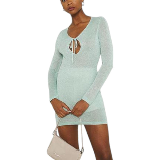 MISSGUIDED mentazöld csillogó mini ruha