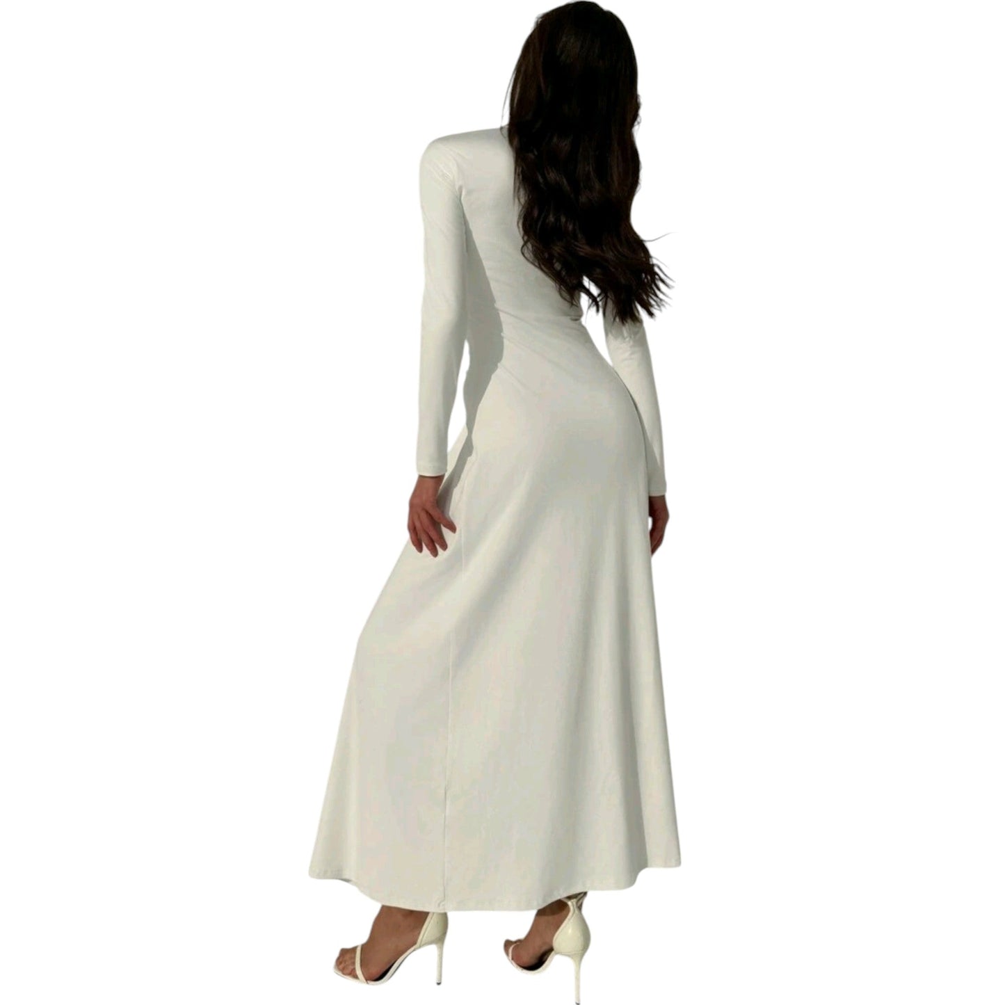 SHE fehér V-nyakú maxi ruha