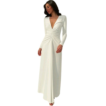 SHE fehér V-nyakú maxi ruha