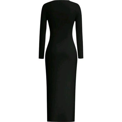 SHE fekete slim fit maxi ruha