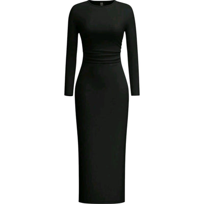 SHE fekete slim fit maxi ruha