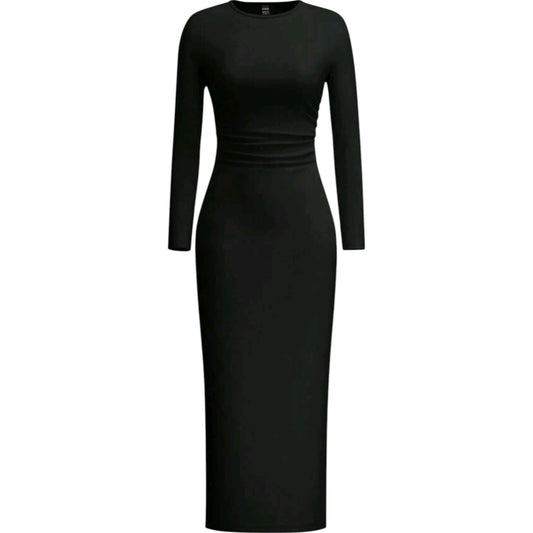 SHE fekete slim fit maxi ruha