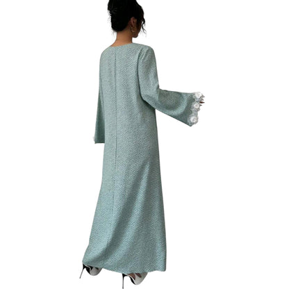 SHE mentazöld virágos abaya