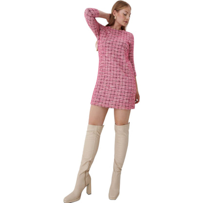 MOHITO rózsaszín tweed mini ruha