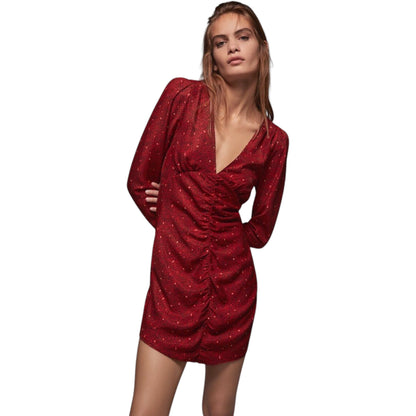 ZARA piros ráncolt mini ruha