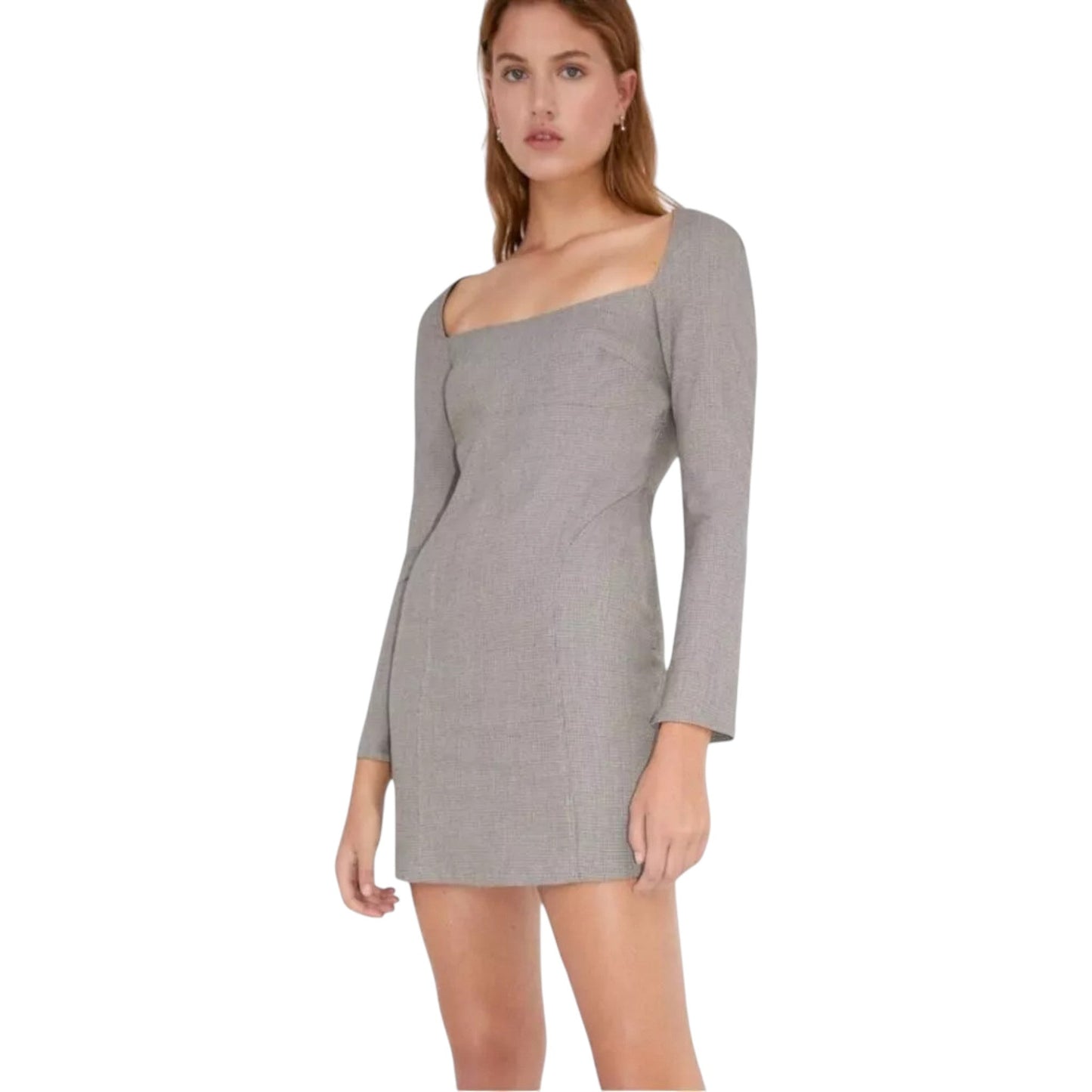 ZARA szürke négyzet dekoltázsú mini ruha