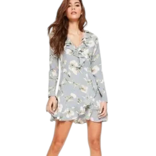 MISSGUIDED kék virágmintás mini ruha