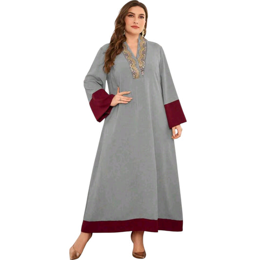 SHE szürke hímzett abaya
