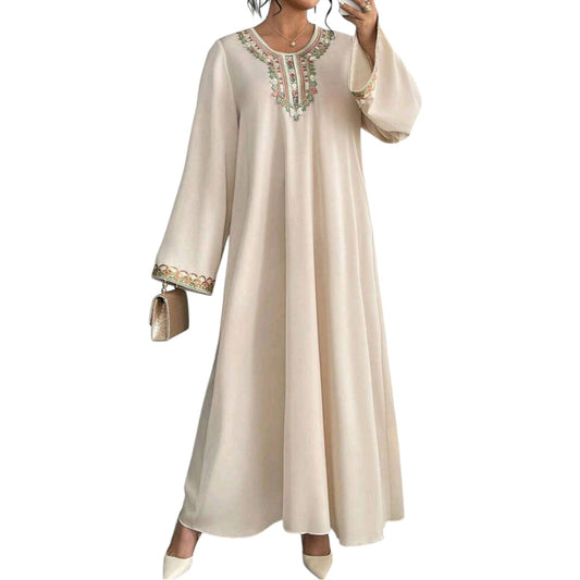 SHE bézs hímzett abaya