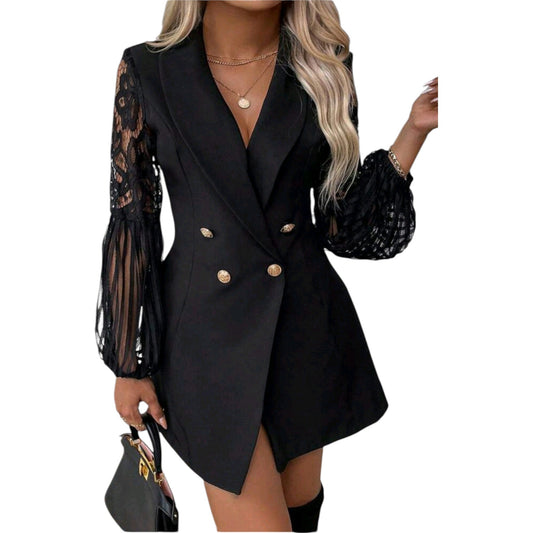 SHE fekete hosszú ujjú blézer ruha