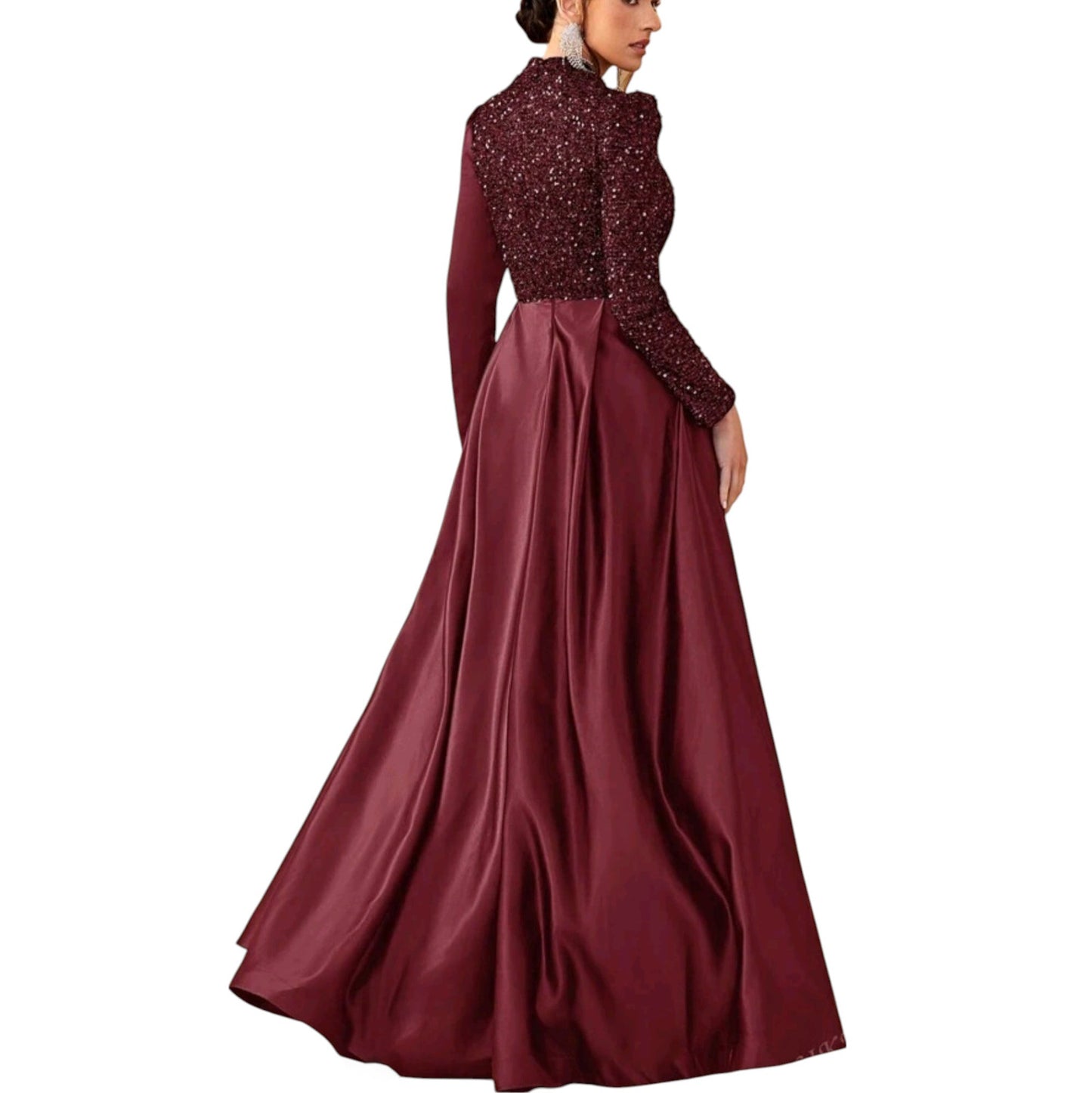 SHE bordó magas nyakú báli ruha