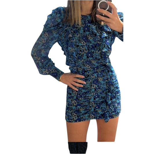 ZARA kék virágmintás mini ruha