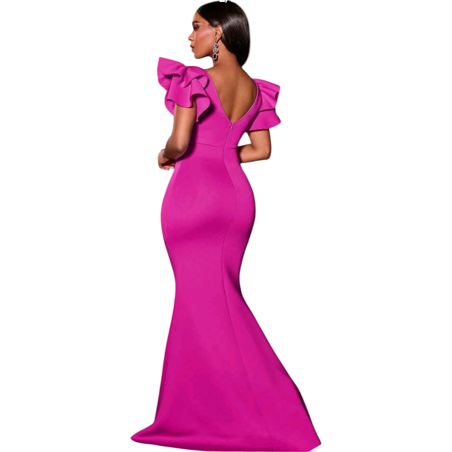 SHE fukszia fodros maxi ruha
