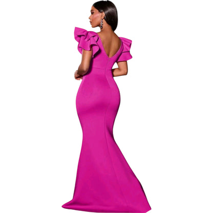 SHE fukszia fodros maxi ruha