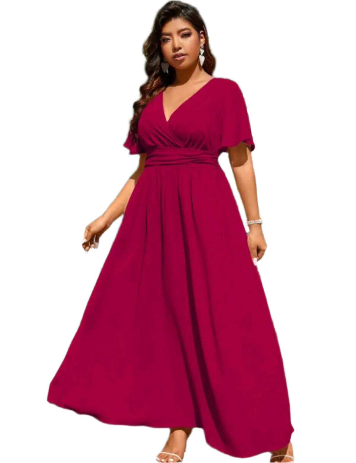 SHE bordó elegáns sifon maxi ruha