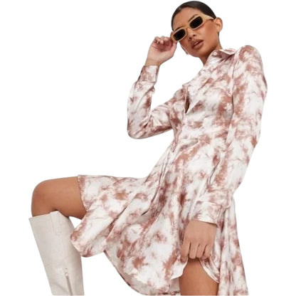 MISSGUIDED barna-fehér hosszú ujjú ingruha