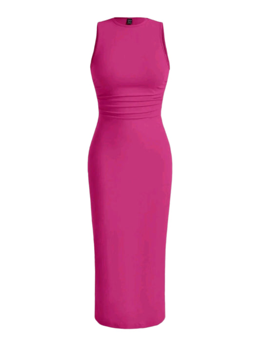 SHE pink testhezálló midi ruha
