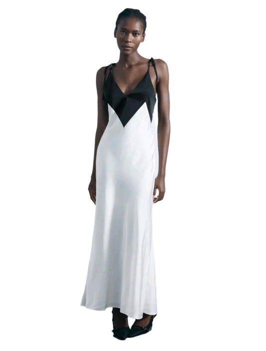 SHE fekete-fehér elegáns maxi ruha