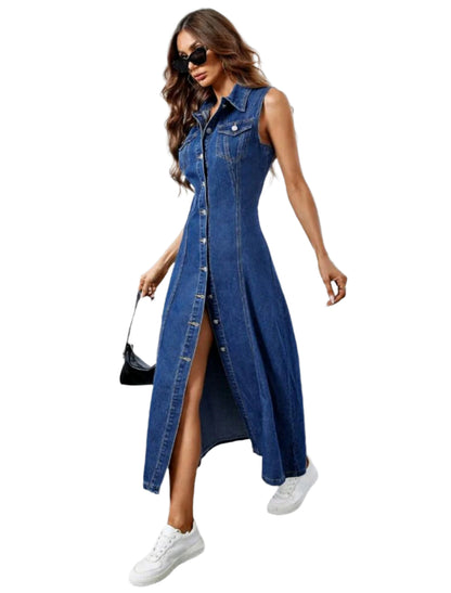 SHE kék gombos farmer maxiruha