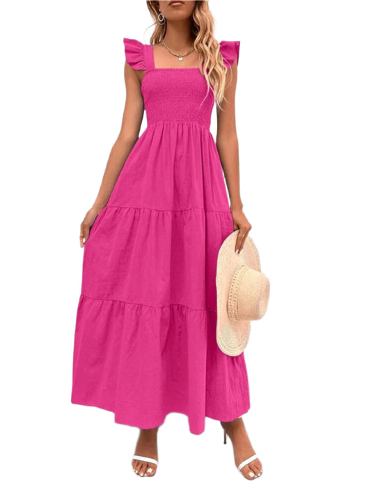 SHE pink fodros vállú nyári maxi ruha