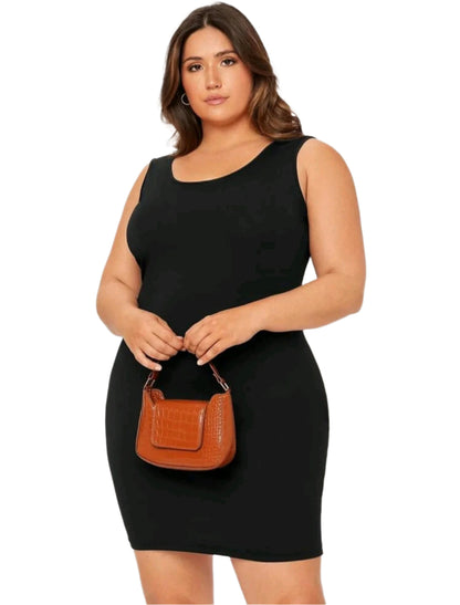 SHE fekete basic ujjatlan mini ruha