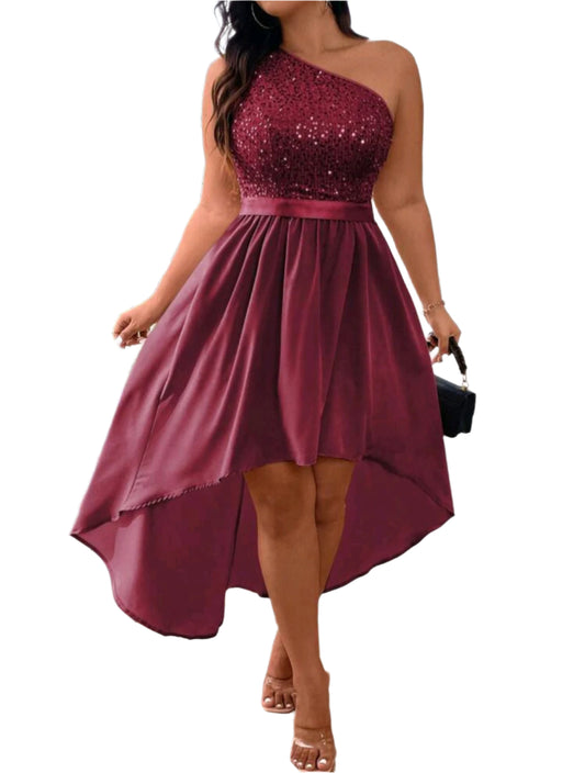 SHE bordó flitteres aszimmetrikus ruha