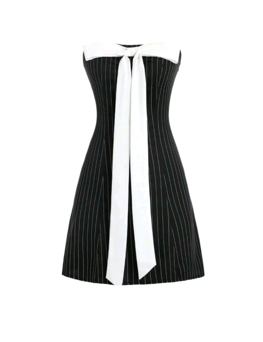 SHE fekete masnis csíkos miniruha